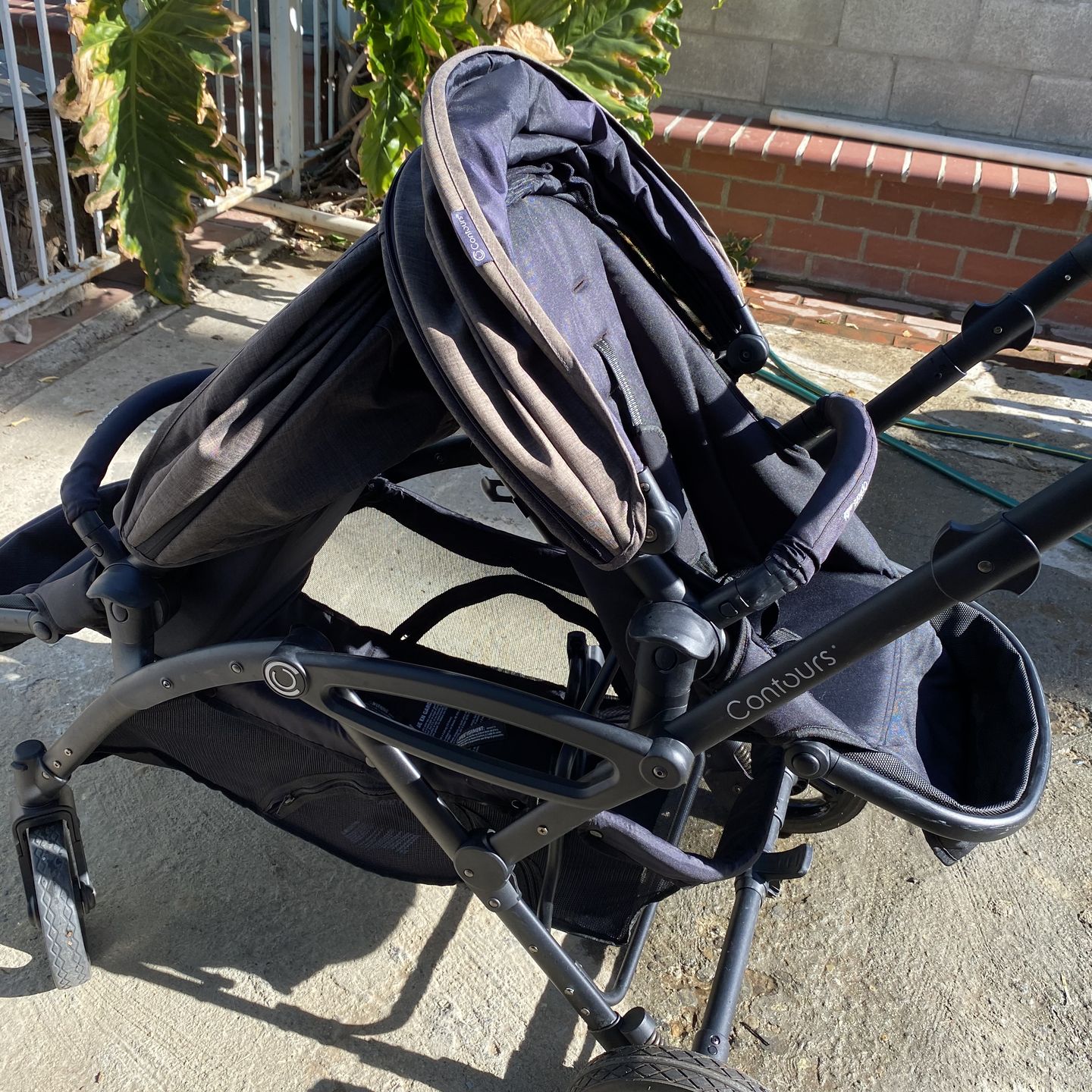 Contours - V2 - Options Elite Convertible Double Stroller - Charcoal Grey