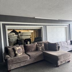 Microfiber Brown Soft Sectional Couch Sofa