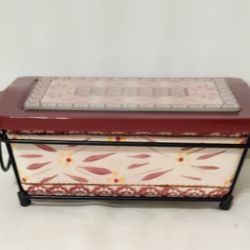 Temp-Tations Old World Cranberry Ovenware 4 Piece-1.5 Quart W/Lid, Trivet & Rack