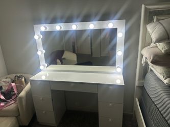A white vanity