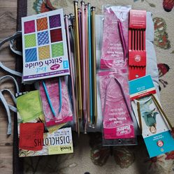 Knitting needle and books