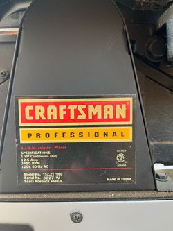 Craftsman Professional 6-1/8 Jointer Planner