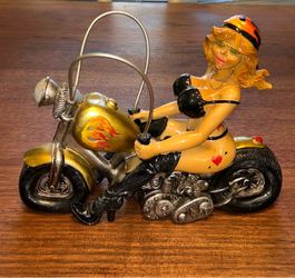 Goldie the biker babe wine holder