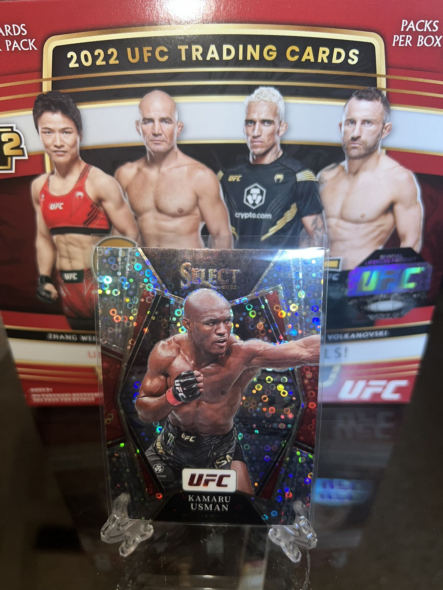 2022 PANINI SELECT UFC KAMARU USMAN PREMIER LEVEL SILVER DISCO PRIZM SP #101