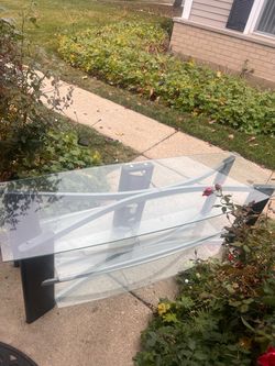 Glass Coffee Table with Metal Base
