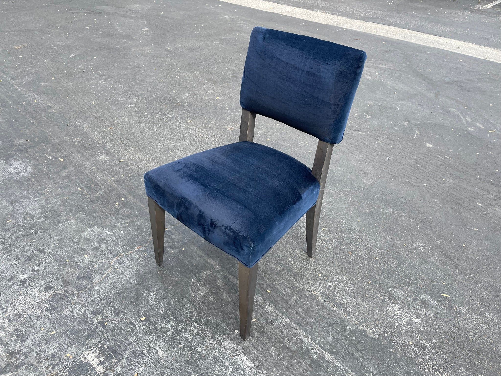 Crate Barrel Indigo Blue Velvet Dining Chair