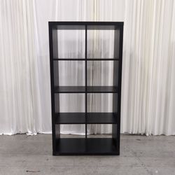 Black Woodgrain Eight-Cube Open Grid Bookshelf