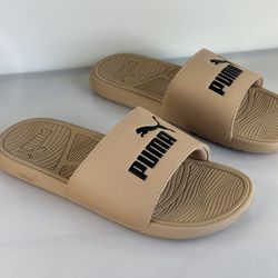 PUMA Men's size US9 brown Comfort Athletic Slides Shoe Sandals