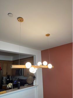 Modern Wood Beam Globe Pendant Light