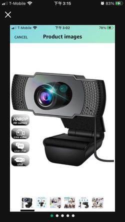 Webcam, Webcam with Microphone, USB Webcam with 3D Denoising and Automatic Gain, 1080p Webcam for Video Calling, Online Classes &Video Conference