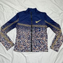 Fashionable Nik Swoop Leopard full zipper light weight jacket size large