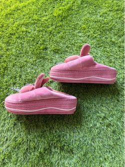 Pink Bunny Ear Platform Slippers