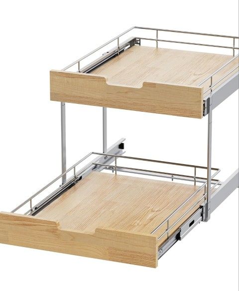 Sikarou Pull Out Cabinet Organizer,Heavy-Duty Slide Out Shelf, Wood and Wire Basket, Pull Out Drawer for for Kitchen Under Sink Space, Pantry, Bathroo