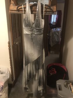 Long silver prom dress