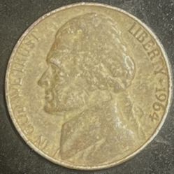 1964 Nickel Error coin, black beauty and doubling