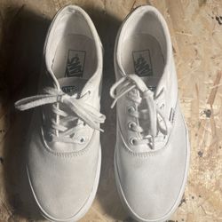 All white vans platform sneakers