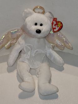 1998 Ty Retired Halo White Angel Beanie Baby Plush 8" Stuffed Toy