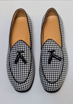 Classic Men's Houndstooth Dress Loafers Breathable Driving Shoes Size (45/11)