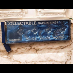 Vintage Midcentury Modern Bijan Clear Acrylic Elephant Napkin Rings NOS!