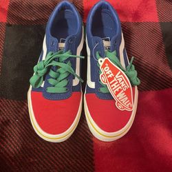 Vans Old Skool Color-Block Skate Shoe - Little Kid - Blue / Green / Yellow