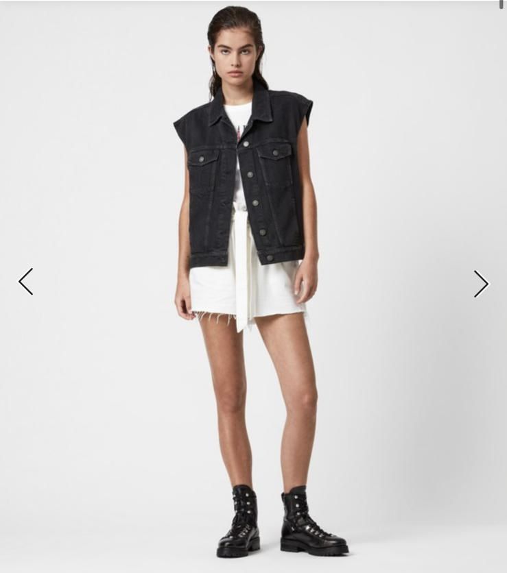 All Saints Denim Vest Black/Gray Size XS