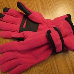 Womens Micro Fleece Pink Winter Gloves
