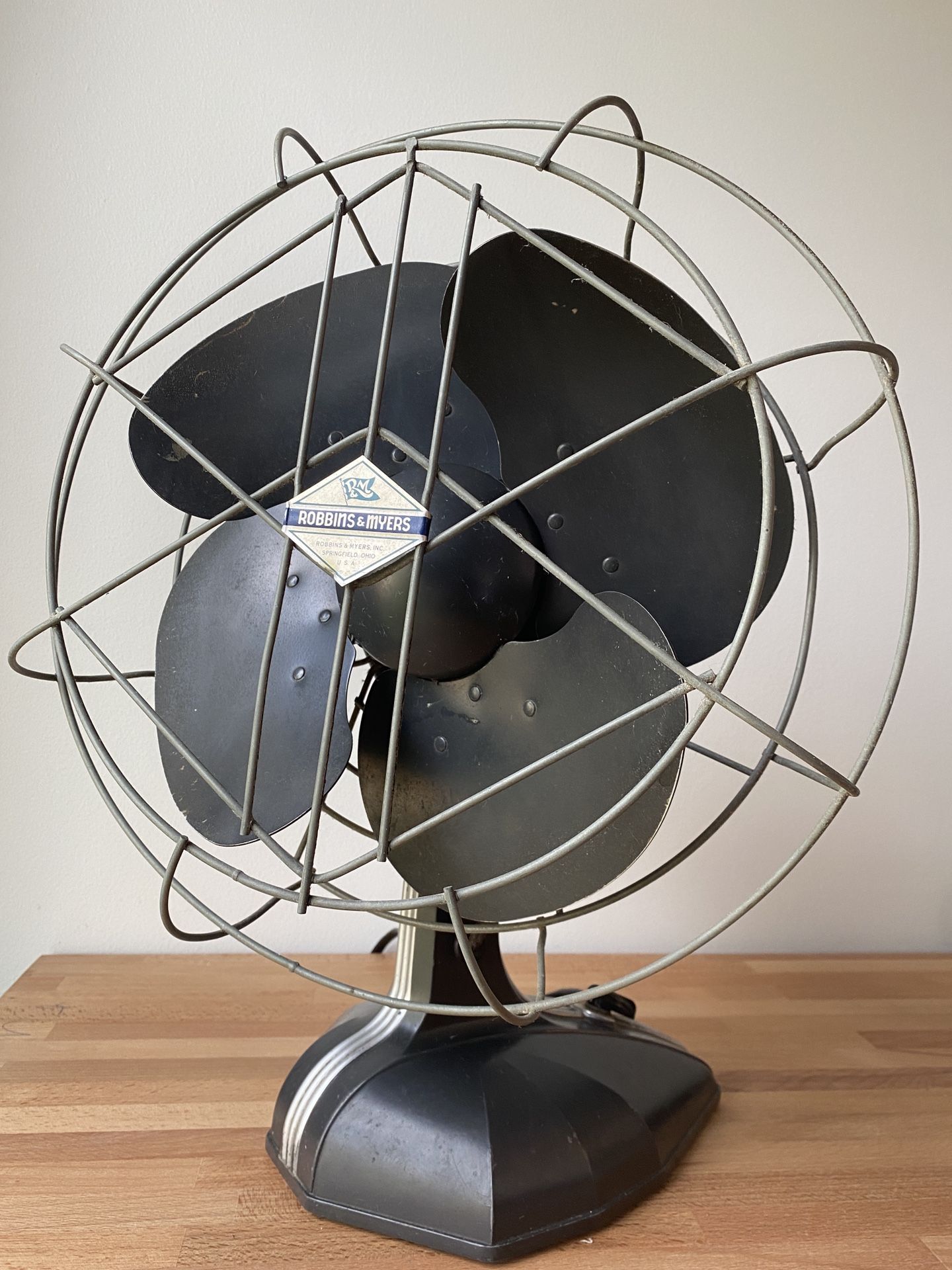 *RARE* Vintage Robbins & Myers 1940s Art Deco Table Fan (Works Great!!!)