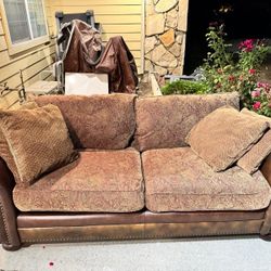 Leather And Fabric Sofa 3 Person