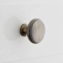 SIGNATURE HARDWARE 1-1/4" Nantes Solid Brass Round Cabinet Knob - Antique Brass