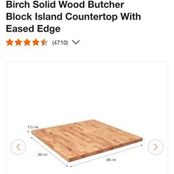Delivery Avail  36"x36" birch butcher block tabletop slab for your table or bench project