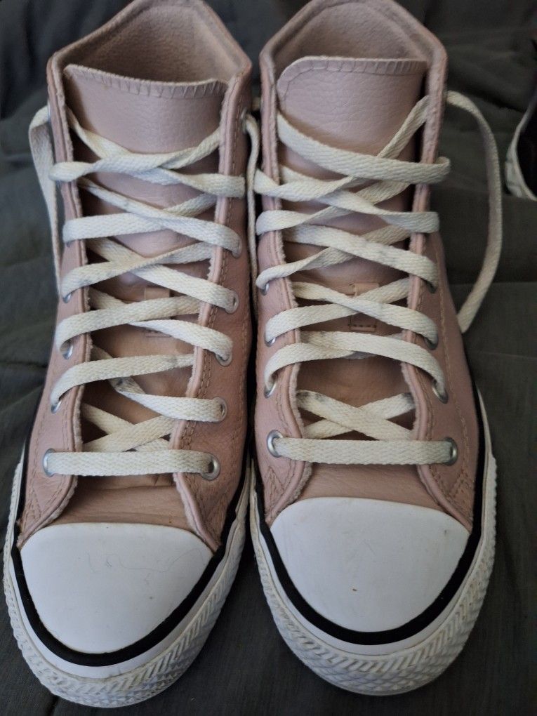 Pink Chuck Taylor All Star Lift Platform Leather & Sherpa size 6 $35