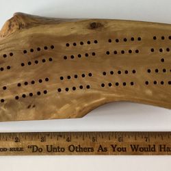 Handmade Wood Cribbage Board. Signed