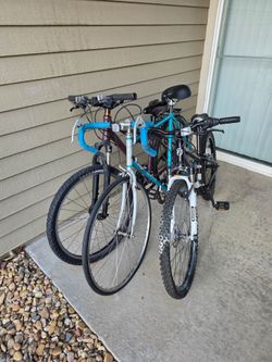 3 bicycles . Lotus, Co-op, Lucca. Needs pumping for tires. Drivable and working good