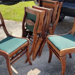 Vintage SET of 4 ANTIQUE FOLDING TELL CITY MAHOGANY DUNCAN PHYFE LYRE BACK CHAIRS