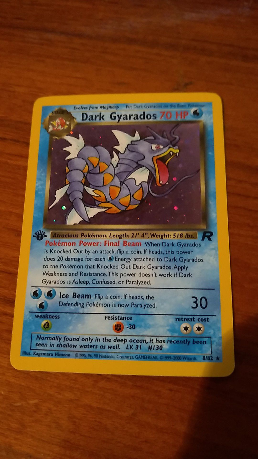 Dark Gyarados First Edition Team Rocket Set Holo Pokemon Card Collectible 8/82