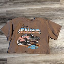 100% Cotton Graphic Tee Camaro Crop Top Size Medium 