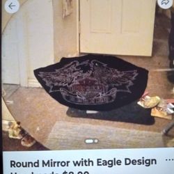 Oval Mirror Engraved Harley Davidson Logo On $15.00