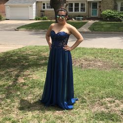 Dark Blue Sequined Ballgown 