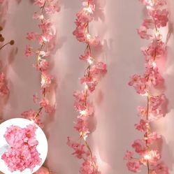  6 Pcs / 2M 20LEDs Cherry Blossom String Light Garland Artificial Flower Vines Fairy Lights for Bedroom Wedding Party Holiday Decoration