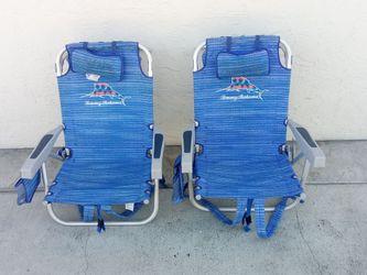 Tommy Bahama 5 Position Folding Backpack Beach Chairs $75 For Both