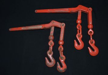 Lever Load Binders Red 1/4 WLL 2600 lbs. MBS 9200 lbs Chain Binder Lot of 2
