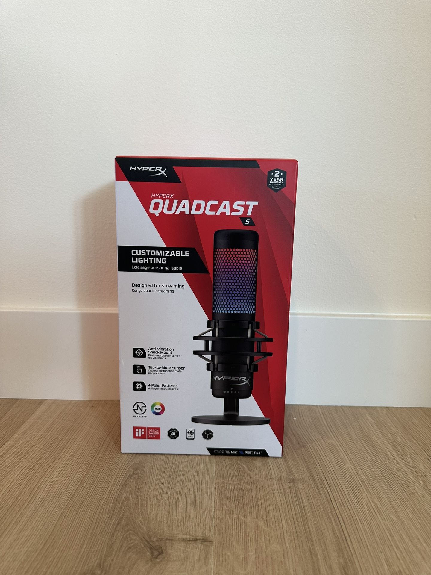 HyperX Quadcast S RGB USB Condenser Microphone - Black **Brand New**