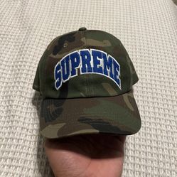 Supreme Arc Logo 6-Panel Camp Cap (Woodland Camo / Royal Blue)