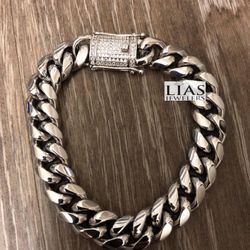 New 18k White Gold Cuban Link Bracelet 