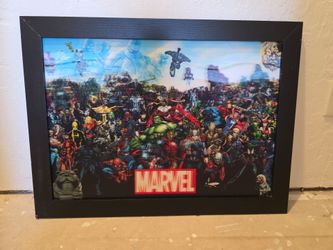 Framed 3D Marvel character poster
