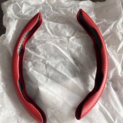 2 pcs Red Carbon Fiber style steering Wheel Cover