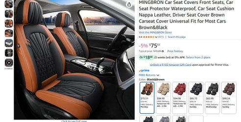 Universal Mingbron Car Seat Covers *2 Front* PU Leather Black and Brown