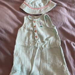Green Baby Body Suit Summer With Hat New 
