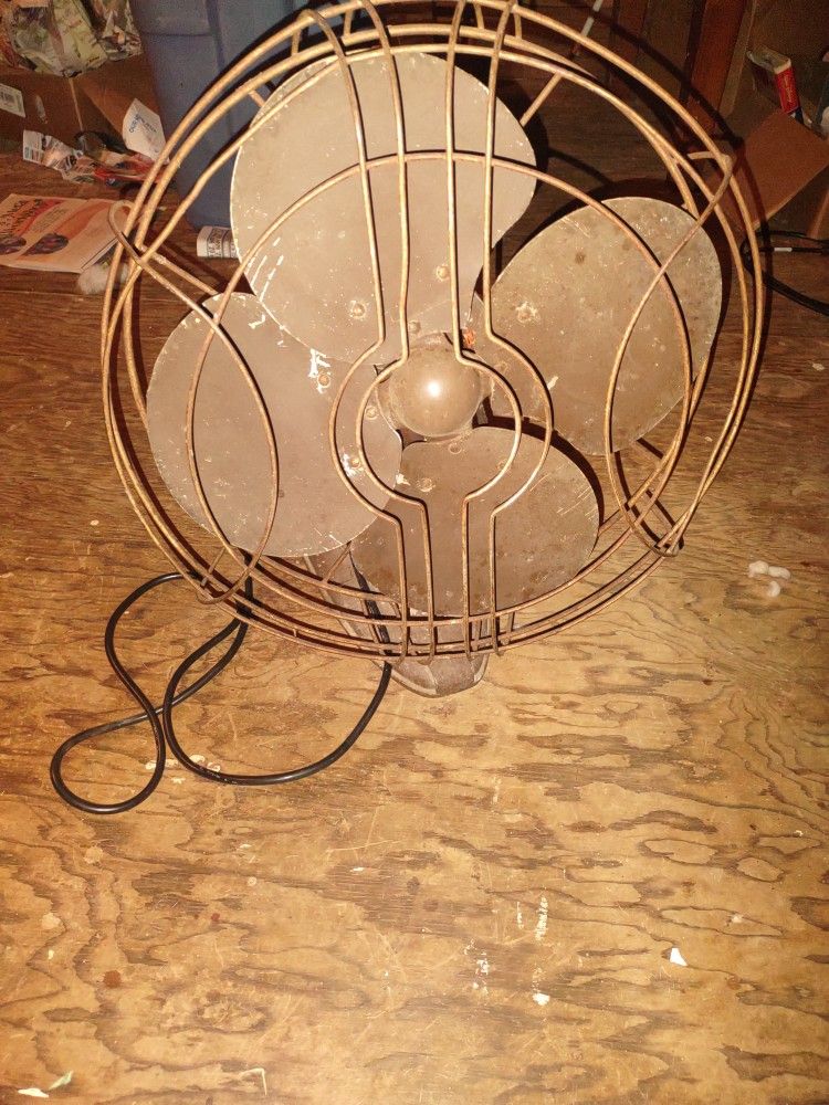 Vintage 1(contact info removed) Style Oscillating Desk Top Fan In Working Condition ,And Antique Open Flame Gas Stove $40