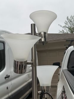 3-Light Torchiere Floor Lamp Brushed Nickel